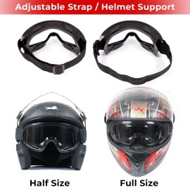 Adult Motorbike Motocross ATV/Dirt Bike Racing Transparent Goggles with Adjustable Strap - BLACK