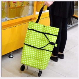 Foldable Shopping Trolley Bag with Wheels, Waterproof Folding Travel Luggage Bag/Vegetable, Grocery, Shopping Trolley Carry Bag, Outdoor Travel Bag for Girls Women Men (Multicolor)