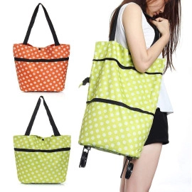 Foldable Shopping Trolley Bag with Wheels, Waterproof Folding Travel Luggage Bag/Vegetable, Grocery, Shopping Trolley Carry Bag, Outdoor Travel Bag for Girls Women Men (Multicolor)