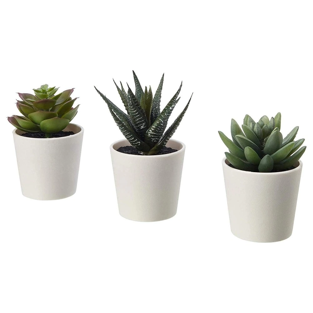 Artificial Potted Plants,Fake Plants Small Potted in White Pot, Mini Artificial Plants Indoor for Home Farmhouse Bathroom Shelf Décor (3 PCs Set)