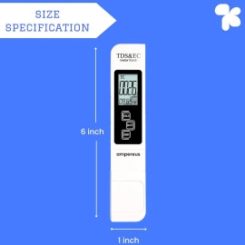 Digital Water TDS EC and Temperature Meter, ATC Function, 1ppm Resolution, 0-9990 ppm - White