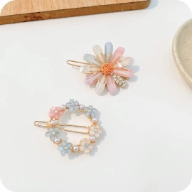 Latest Korean Fashion Style Flower Lock Hair Clip Pin Hair Accessories Set For Women And Girls (4 Pcs, Multicolor)