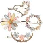 Latest Korean Fashion Style Flower Lock Hair Clip Pin Hair Accessories Set For Women And Girls (4 Pcs, Multicolor)