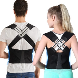 Posture Corrector for Men & Women | Webbing Design Back Straight Belt | Back Shoulder Spine Belt | Backbone Straight Belt for Back Pain | Back Straightener Support (Medium)