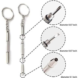 3 Pc'S Compact Pocket Mini Diy Screwdriver Kit With Keychain For Eyeglass, Sunglass, Watch, Jewellery, Electronics, Toy Repair Kit Kids/Adults,Ideal For Christmas Gift (Pack Of 3) - Silver