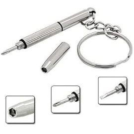 3 Pc'S Compact Pocket Mini Diy Screwdriver Kit With Keychain For Eyeglass, Sunglass, Watch, Jewellery, Electronics, Toy Repair Kit Kids/Adults,Ideal For Christmas Gift (Pack Of 3) - Silver