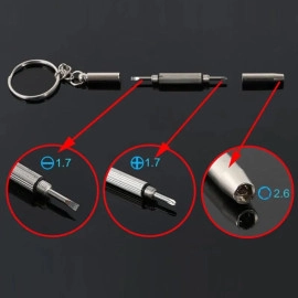 3 Pc'S Compact Pocket Mini Diy Screwdriver Kit With Keychain For Eyeglass, Sunglass, Watch, Jewellery, Electronics, Toy Repair Kit Kids/Adults,Ideal For Christmas Gift (Pack Of 3) - Silver