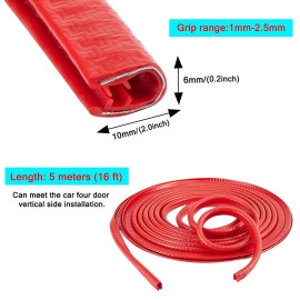 U Shape Edge Trim Rubber Strip Seal Protector Car Door Edge Guards for Most Cars (16 ft/5 m, Black)