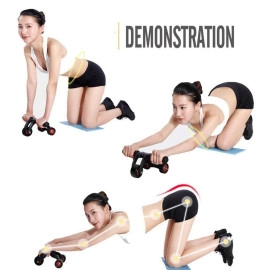 Anti Skid Abdominal Ab Four Roller Exercise Wheel with Knee Mat for Stomach Exercise Training and Exercise Fitness Gym Equipment Accessory Fitness for Man and Woman