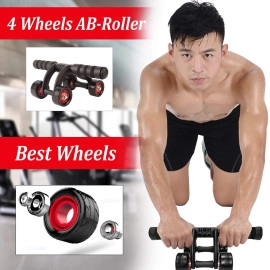 Anti Skid Abdominal Ab Four Roller Exercise Wheel with Knee Mat for Stomach Exercise Training and Exercise Fitness Gym Equipment Accessory Fitness for Man and Woman