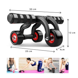 Anti Skid Abdominal Ab Four Roller Exercise Wheel with Knee Mat for Stomach Exercise Training and Exercise Fitness Gym Equipment Accessory Fitness for Man and Woman