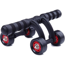 Anti Skid Abdominal Ab Four Roller Exercise Wheel with Knee Mat for Stomach Exercise Training and Exercise Fitness Gym Equipment Accessory Fitness for Man and Woman