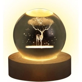 3D Galaxy Crystal Ball Night Lamp,Solar System Crystal Ball Night Light, USB Table Colorful LED Wooden Crystal Ball for Home Decoration Birthday Gift for Teens Boys and Girls (Saturn)