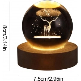 3D Galaxy Crystal Ball Night Lamp,Solar System Crystal Ball Night Light, USB Table Colorful LED Wooden Crystal Ball for Home Decoration Birthday Gift for Teens Boys and Girls (Saturn)