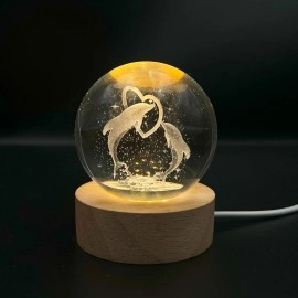 3D Galaxy Crystal Ball Night Lamp,Solar System Crystal Ball Night Light, USB Table Colorful LED Wooden Crystal Ball for Home Decoration Birthday Gift for Teens Boys and Girls (Saturn)