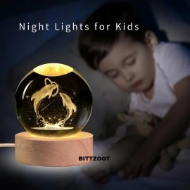 3D Galaxy Crystal Ball Night Lamp,Solar System Crystal Ball Night Light, USB Table Colorful LED Wooden Crystal Ball for Home Decoration Birthday Gift for Teens Boys and Girls (Saturn)