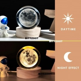 3D Galaxy Crystal Ball Night Lamp,Solar System Crystal Ball Night Light, USB Table Colorful LED Wooden Crystal Ball for Home Decoration Birthday Gift for Teens Boys and Girls (Saturn)