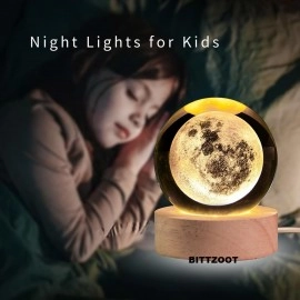 3D Galaxy Crystal Ball Night Lamp,Solar System Crystal Ball Night Light, USB Table Colorful LED Wooden Crystal Ball for Home Decoration Birthday Gift for Teens Boys and Girls (Saturn)