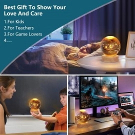 3D Galaxy Crystal Ball Night Lamp,Solar System Crystal Ball Night Light, USB Table Colorful LED Wooden Crystal Ball for Home Decoration Birthday Gift for Teens Boys and Girls (Saturn)