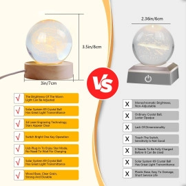 3D Galaxy Crystal Ball Night Lamp,Solar System Crystal Ball Night Light, USB Table Colorful LED Wooden Crystal Ball for Home Decoration Birthday Gift for Teens Boys and Girls (Saturn)