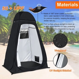 Shower Tent Pop-Up Privacy Tent Camping Portable Toilet Tent Outdoor Camp Bathroom Changing Dressing Room Instant Privacy Shelters for Hiking Beach Picnic Fishing Potty, Extra-Tall (Black)