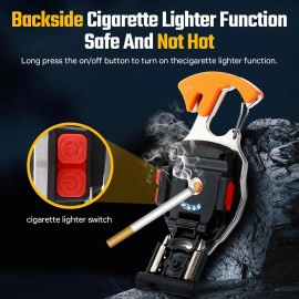 4 IN1 Keychain Rechargeable Led Flashlights with Lighter, Whistles, Screwdriver, Bottle Opener, Magnet Base 800 Lumens COB Light Portable Emergency Light for Outdoor Hiking Campaign