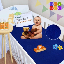 Bed Protector Waterproof for Baby Double Bed Size- 200cm x 260cm, Royal Blue