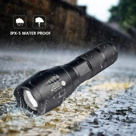 7 Mode Rechargeable Aluminium Solar LED Torch Light, Power Long Distance with Torch Flashlight Use for Car Emergency Tool with Window Breaker, Magnet, Cutter, Compass (Black) (7 Mode)