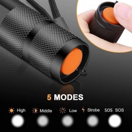 7 Mode Rechargeable Aluminium Solar LED Torch Light, Power Long Distance with Torch Flashlight Use for Car Emergency Tool with Window Breaker, Magnet, Cutter, Compass (Black) (7 Mode)
