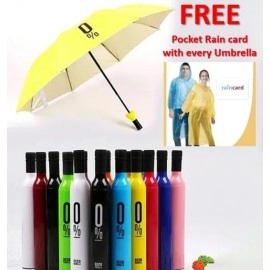 Bottle Umbrella Windproof Double Layer Umbrella with Bottle Cover for UV Protection & Rain, For Men, Women, and Kids With Free Pocket Rain Card (Assorted Multicolor)
