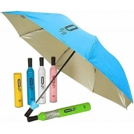 Bottle Umbrella Windproof Double Layer Umbrella with Bottle Cover for UV Protection & Rain, For Men, Women, and Kids With Free Pocket Rain Card (Assorted Multicolor)