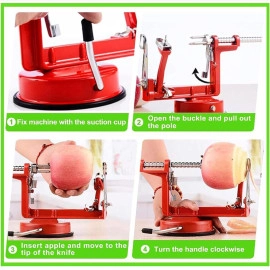 Hand Cranking Apple Peeler Slicer Corer Heavy Duty Red Apple Peeling Machine | 1 Metal Apple Peeler