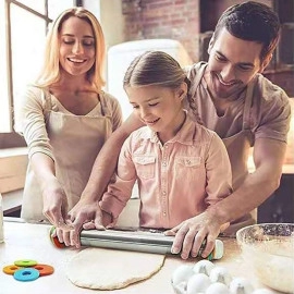 Rolling Pin - Stainless Steel Rolling Pin Adjustable Rolling Pins for Baking Cookie Chapati Fondant Dough Pastry Pizza Pie Crust, Stainless Steel Roller Pin