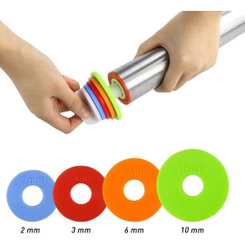 Rolling Pin - Stainless Steel Rolling Pin Adjustable Rolling Pins for Baking Cookie Chapati Fondant Dough Pastry Pizza Pie Crust, Stainless Steel Roller Pin
