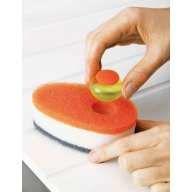 Pack of 1 Triple Layer Soapy-Sponge Self Release Dish Wash Liquid Scouring Sponge with Soap-Dispensing Capsule