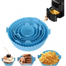 6 Pcs Air Fryer Silicone Liners Food Safe Non Stick Air Fryer Accessories, Reusable Basket Kitchen Air Fryers Oven Accessories Round Silicone Tray
