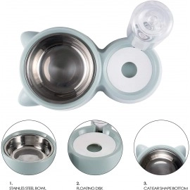 2 in 1 Bowl Water and Food Cat Feeder with Detachable Stainless Steel Bowl and Automatic Water Dispenser Bottle for Small Pets (Set of 1)