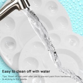 CREDLY Paint Tray Palettes 10-Well Round Plastic Pallets Paint Holder for Acrylic Oil Watercolor Art Painting & DIY Craft - Paint Party Supplies for Kids Students & Beginners (Medium, 10)