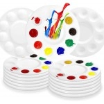 CREDLY Paint Tray Palettes 10-Well Round Plastic Pallets Paint Holder for Acrylic Oil Watercolor Art Painting & DIY Craft - Paint Party Supplies for Kids Students & Beginners (Medium, 10)