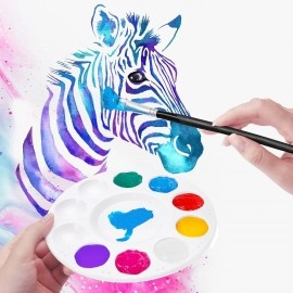 CREDLY Paint Tray Palettes 10-Well Round Plastic Pallets Paint Holder for Acrylic Oil Watercolor Art Painting & DIY Craft - Paint Party Supplies for Kids Students & Beginners (Medium, 10)