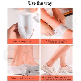 Invisible Height Increase Socks Heel Pads Silicone Gel Lift Insoles protector In Socks Cracked Foot Massage Breathable Insoles (3cm)