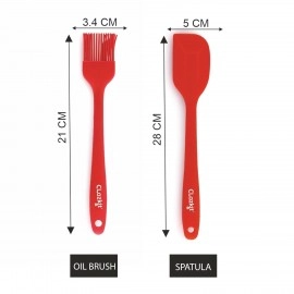 Silicone Brush and Spatula Set, 2-Pieces, Red