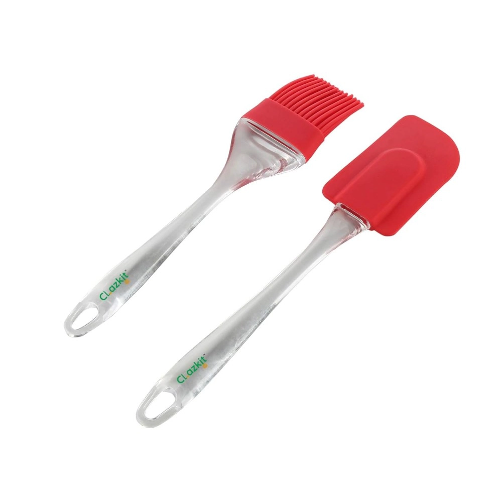 Silicone Brush and Spatula Set, 2-Pieces, Red