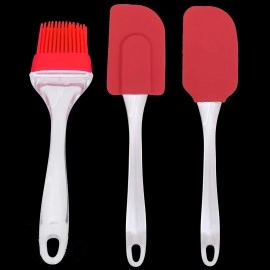 Silicone Brush and Spatula Set, 2-Pieces, Red