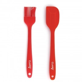 Silicone Brush and Spatula Set, 2-Pieces, Red