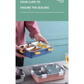 Lunch Box for Kids, 3 Compartment Insulated Stainless Steel Tiffin Box for Boys, Girls, School & Office Men (Random Color) 620 milliliters