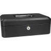 8 Inch Medium Size Metal Cash Box With Coin Trey Strong And Easy Key Lock - Black (20 x 16 x 9 cm)