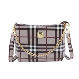 Exclusive Chex Pattern Women'S Checks Design Sling Bag,Burburry Style Ladies Purse Comes With Golden Chrome Chain And Long Shoulder Belt