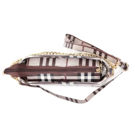 Exclusive Chex Pattern Women'S Checks Design Sling Bag,Burburry Style Ladies Purse Comes With Golden Chrome Chain And Long Shoulder Belt