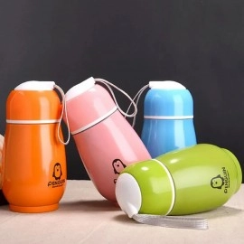 300ML Cartoon Cute Penguin Stainless Steel Thermos Children Student Portable Outdoor Milk Stainless Steel Travel Belly Cup - Vacuum Flask for Kids/Childrens